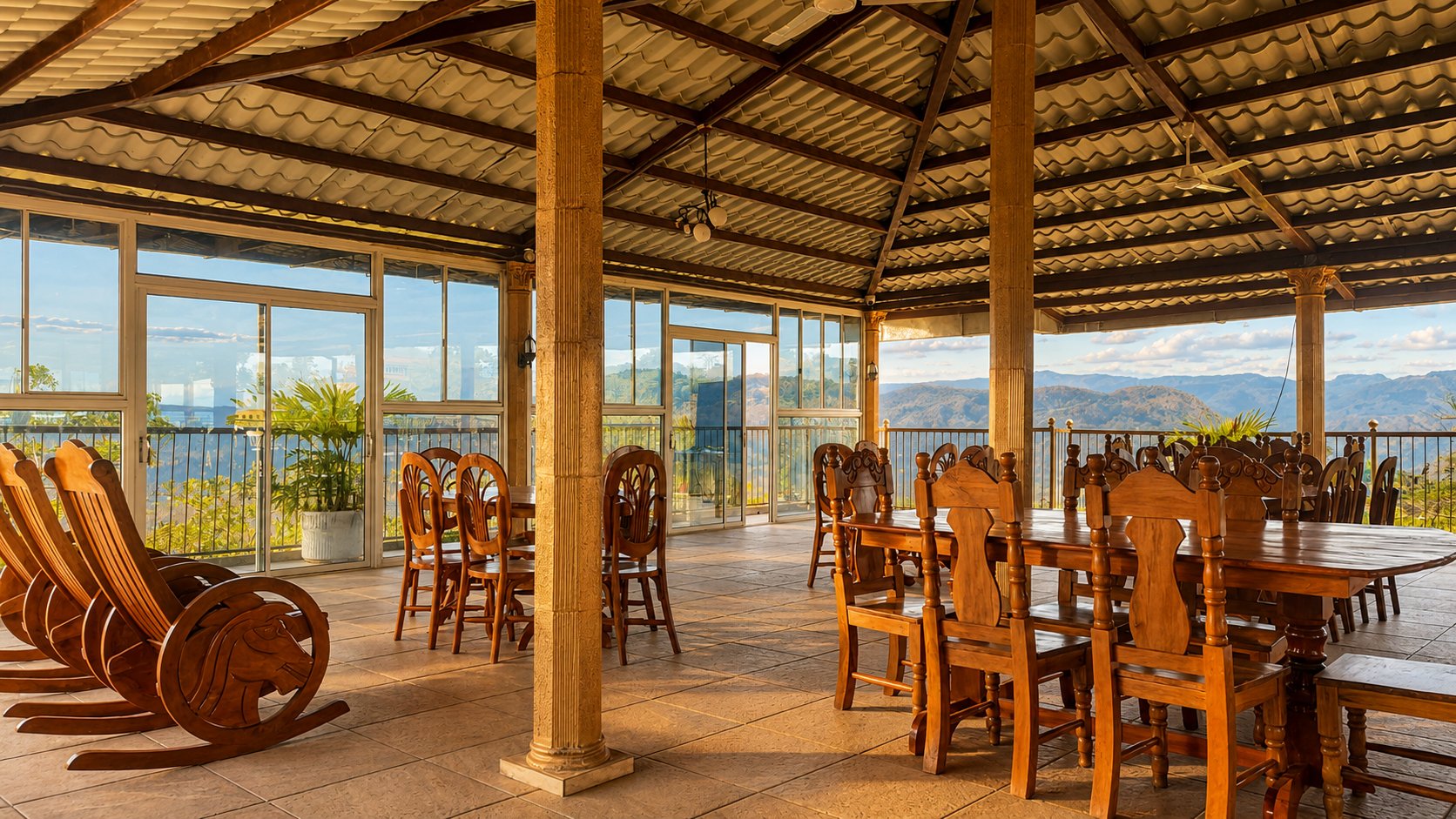 Dining area with mountain views