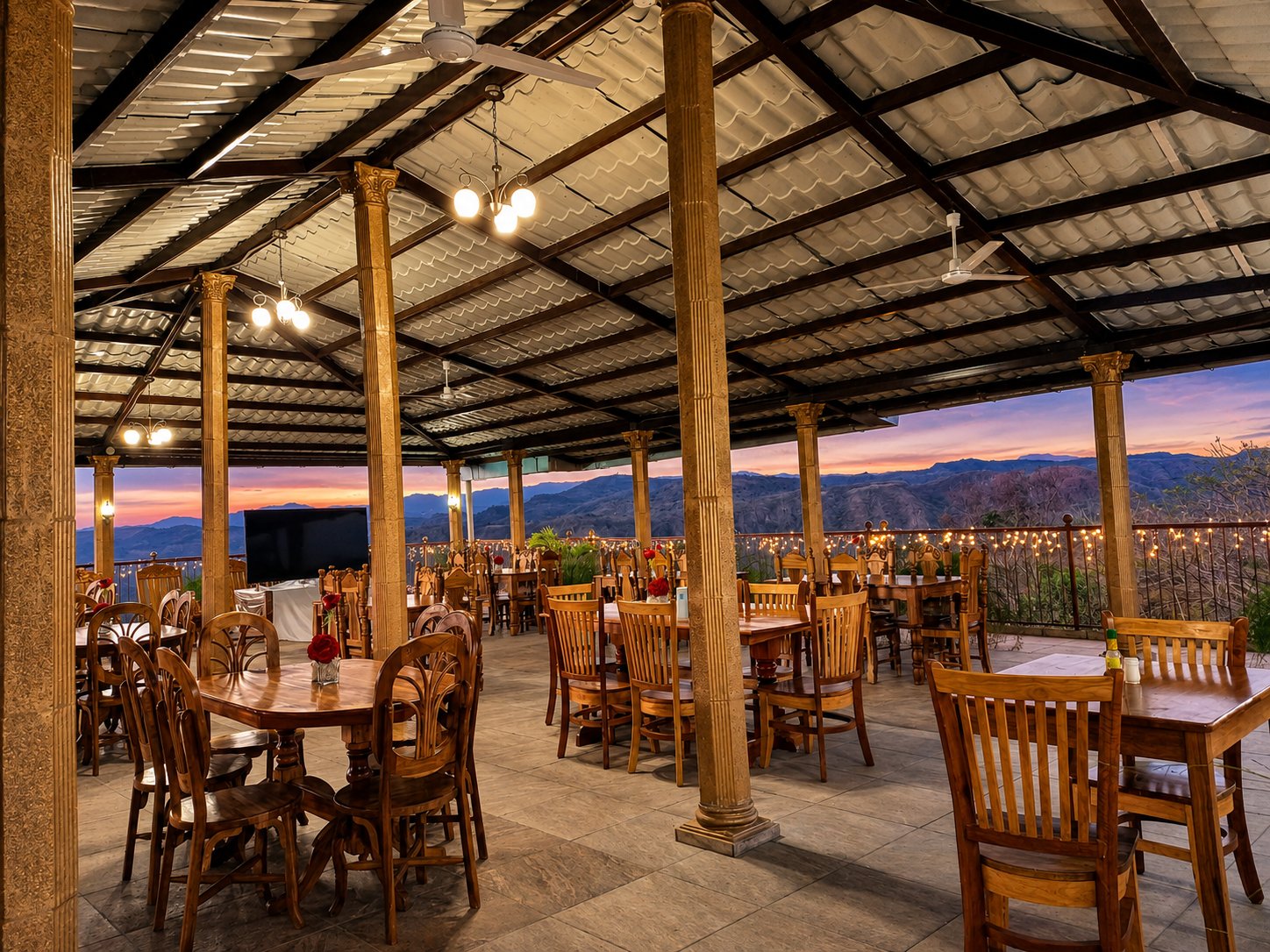Rooftop dining at sunset